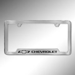 GM Accessories - GM Accessories 19330379 - License Plate Frame in Chrome with Black Bowtie Logo and Chevrolet Script