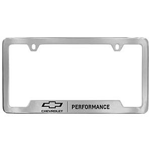 GM Accessories - GM Accessories 19368105 - License Plate Frame in Chrome with Black Bowtie Logo and Performance Script