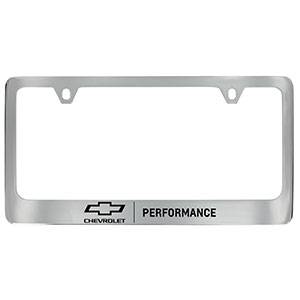 GM Accessories - GM Accessories 19330392 - License Plate Frame in Chrome with Black Bowtie Logo and Performance Script