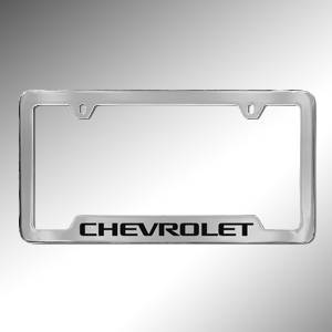 GM Accessories - GM Accessories 19330378 - License Plate Frame in Chrome with Black Chevrolet Script
