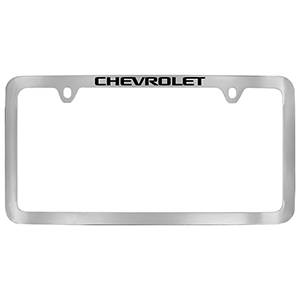 GM Accessories - GM Accessories 19368100 - License Plate Frame in Chrome with Black Chevrolet Script