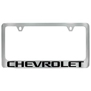 GM Accessories - GM Accessories 19368098 - License Plate Frame in Chrome with Black Chevrolet Script