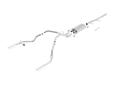 Borla Exhaust - Borla Exhaust 140340 - Touring Cat-Back Exhaust System for 2009-2013 Chevrolet Silverado1500/ GMC Sierra 1500 4.8L/ 5.3L/ 6.0L V8 Automatic/ Manual Transmission; 2WD and 4WD; 4 Door Extended Cab Standard Bed (78.7")/ Crew Cab Short Bed (69.3").