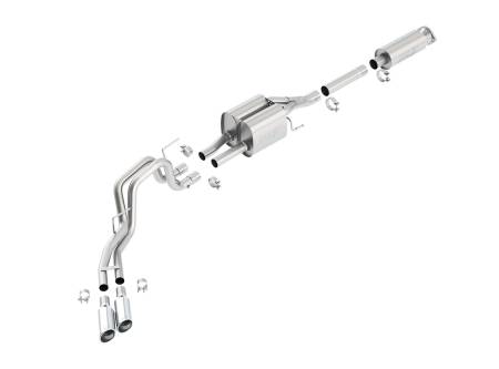 Borla Exhaust - Borla Exhaust 140404 - Touring Cat-Back Exhaust System '10-'14 Ford F-150 SVT Raptor 6.2L V8 2/4WD Auto. Trans. Ext. Cab/ Std./ Crew Cab/Short Bed (67")/ '11-'12 F-150 Harley Davidson 6.2L V8 2/4WD Auto./Man. Trans. Ext. Cab Std. Bed/ Crew Cab Short Bed (