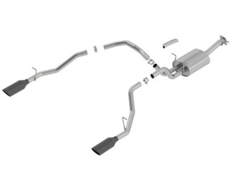 Borla Exhaust - Borla Exhaust 140758BC - Touring Cat-Back Exhaust System for 2019 Ram 1500 5.7L V8 T 2 & 4WD Crew Cab Short Bed (5' 7") 144.6" WB/ Quad Cab Std. Bed (6' 4") 140.5" WB/ Crew Cab Std. Bed (6' 4") 154" WB "Through Bumper". Includes the Rebel. Does Not fit Ra