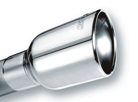 Borla Exhaust - Borla Exhaust 20155 - Universal Exhaust Tip T-304 Stainless Steel 2.5" Inlet - 4.25" x 3.5" Single Oval Rolled-Edge Angle-Cut Outlet - 7" Long Tip T-304 Stainless Steel Embossed With BORLA Logo. Clamp On Mounting Method. Clamp Included.