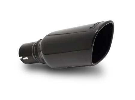 Borla Exhaust - Borla Exhaust 20160 - Universal Exhaust Tip T-304 Stainless Steel 2" Inlet - 3.5" x 3.28" Single Square Rolled-edge Angle-cut Outlet - 10.5" Long Tip T-304 Stainless Steel With Black Chrome Finish Embossed With BORLA Logo. Clamp On Mounting Method. Clamp