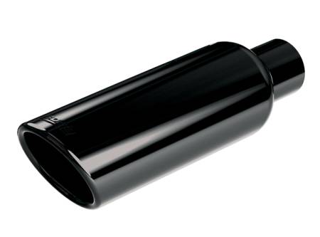 Borla Exhaust - Borla Exhaust 20162 - Universal Exhaust Tip T-304 Stainless Steel 2.75" Inlet - 4" Single Round Rolled-Edge Angle-Cut Outlet - 14" Long Tip T-304 Stainless Steel With Black Chrome Finish. Embossed With BORLA Logo. Weld On Mounting Method.