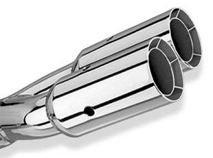 Borla Exhaust - Borla Exhaust 20203 - Universal Exhaust Tip T-304 Stainless Steel 2.5" Inlet - 3" Dual Round Square-Cut Intercooled Outlet - 14" Long Tip. Set Screw Mounting Method. Set Screw Included.