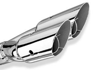 Borla Exhaust - Borla Exhaust 20213 - Universal Exhaust Tip T-304 Stainless Steel 2.5" Inlet - 3" Dual Round Angle-Cut Intercooled Outlet - 14" Long Tip. Weld On Mounting Method.