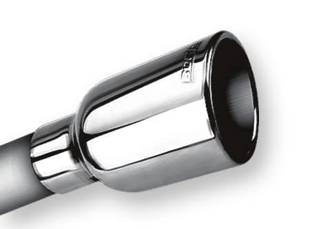 Borla Exhaust - Borla Exhaust 20236 - Universal Exhaust Tip T-304 Stainless Steel 2.25" Inlet - 3.19" Single Round Rolled-Edge Angle-Cut Outlet - 5" Long Tip T-304 Stainless Steel Embossed With BORLA Logo. Weld On Mounting Method.