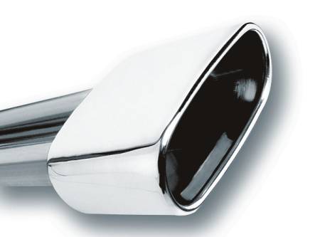 Borla Exhaust - Borla Exhaust 20243 - Universal Exhaust Tip T-304 Stainless Steel 1.78" Dual Inlet - .69" x 3" Single Rectangle Rolled-Edge Angle-Cut Outlet - 5.63" Long Tip. Weld On Mounting Method.