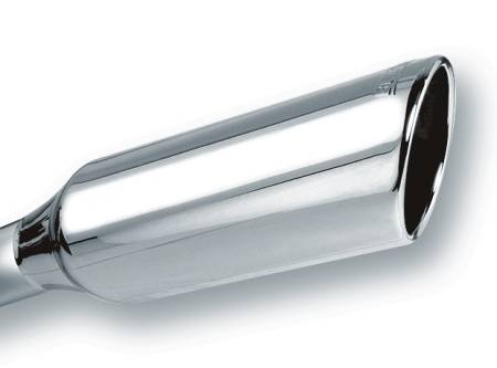 Borla Exhaust - Borla Exhaust 20245 - Universal Exhaust Tip T-304 Stainless Steel 2.25" Inlet - 4" Single Round Rolled-Edge Angle-Cut Outlet - 12" Long Tip T-304 Stainless Steel Embossed WIth BOLRA Logo.Weld On Mounting Method.