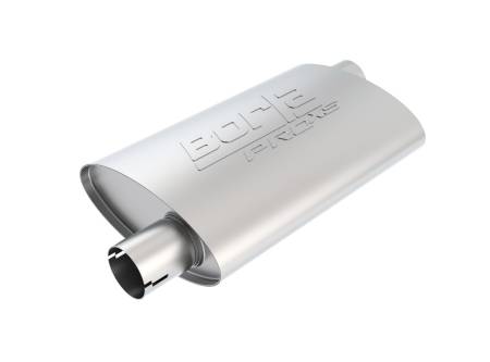 Borla Exhaust - Borla Exhaust 400489 - ProXS Muffler; Offset/Offset; 2.25 in. Offset Inlet; 2.25 in. Offset Outlet; 14 in. x 4 in. x 9.5 in. Oval Body; 19 in. OAL; Notched; T-304 Stainless Steel;.