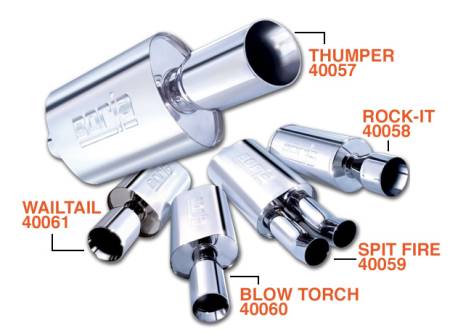 Borla Exhaust - Borla Exhaust 40061 - Boomer Muffler Wailtail - 2.25" Inlet Pipe - Single 5" Round Tip. Universal part.