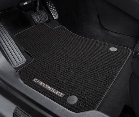 GM Accessories - GM Accessories 84201833 - First And Second-Row Premium Carpeted Floor Mat Set In Jet Black With Malibu Script [2018+ Malibu]