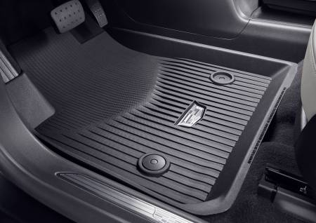 GM Accessories - GM Accessories 84990612 - First And Second-Row Premium All-Weather Floor Liners In Dark Titanium With Cadillac Logo [2019+ XT5]