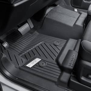 GM Accessories - GM Accessories 84357872 - First-Row Interlocking Premium All-Weather Floor Liner In Jet Black With Chrome GMC Logo (For Models Without Center Console)