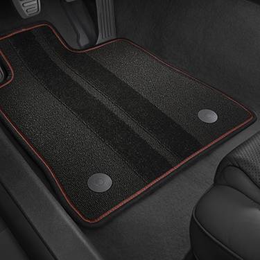 GM Accessories - GM Accessories 84540899 - First-Row Carpeted Floor Mats In Jet Black With Orange Binding [2018 Camaro]