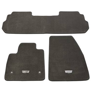 GM Accessories - GM Accessories 84598084 - First And Second-Row Premium Carpeted Floor Mats In Dark Titanium With Cadillac Logo [2020+ XT6]