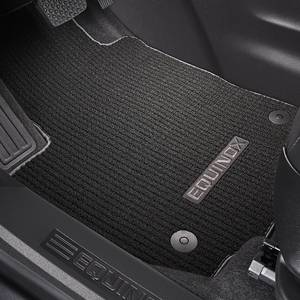 GM Accessories - GM Accessories 84052219 - First-Row Premium Carpeted Floor Mats In Jet Black With Medium Ash Gray Stitching And Equinox Script