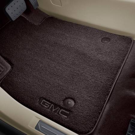 GM Accessories - GM Accessories 84153172 - First-Row Premium Carpeted Floor Mats In Cocoa With GMC Logo