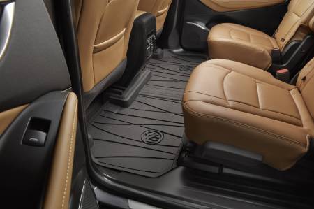 GM Accessories - GM Accessories 84202827 - Second-Row Interlocking Premium All-Weather Floor Liner In Ebony With Buick Logo [2018+ Enclave]