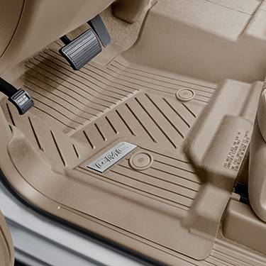 GM Accessories - GM Accessories 84357866 - First-Row Interlocking Premium All-Weather Floor Liner In Dune With GMC Logo (For Models Without Center Console)