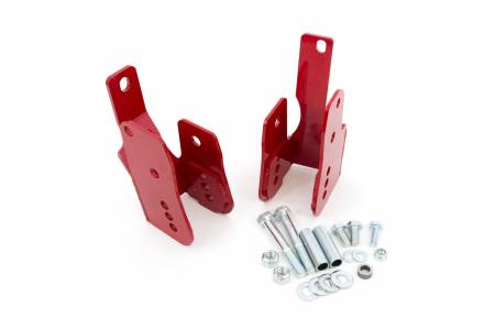 UMI Performance - UMI Performance 1060-R - 2005-2014 Ford Mustang Rear Control Arm Relocation Brackets, Bolt In - Red