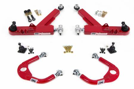 UMI Performance - UMI Performance 231410-R - 1993-2002 GM F-Body Front A-Arm Kit, Double Shear Mount Boxed Lower + Adj Upper - Red