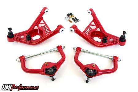 UMI Performance - UMI Performance 265253-1-R - 1970-1981 GM F-Body Front A-arm Kit, Delrin Bushings, Tall Ball Joints - Red