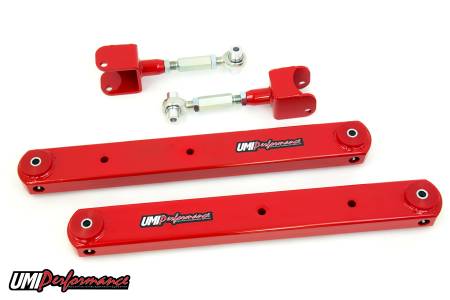 UMI Performance - UMI Performance 302117-R - 1978-1988 GM G-Body Rear Control Arm Kit, Fully Boxed Lowers, Adjustable Uppers - Red