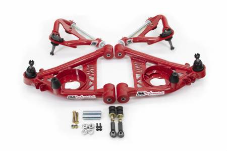 UMI Performance - UMI Performance 303133-1-R - 1978-1988 G-Body, S10 Tubular Upper & Lower Front A-Arm Kit, 1/2" taller upper ball joints - Red