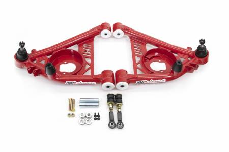 UMI Performance - UMI Performance 303233-1-R - 1978-1988 G-Body, S10 Tubular Upper & Lower Front A-Arm Kit, " taller upper ball joints, Delrin - Red