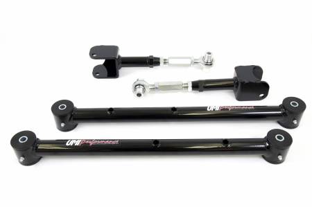 UMI Performance - UMI Performance 401519-B - 1964-1967 GM A-Body Lower Control Arm & Adjustable Rod-End Upper Control Arm Kit - Black