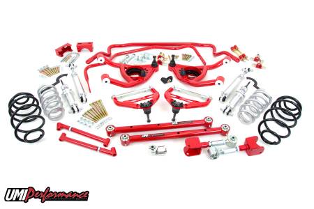 UMI Performance - UMI Performance ABF809-1-R - 1968-1972 GM A-Body Handling Kit, Stage 5, 450lb Front Springs, 1" Rear Lowering Springs- Red