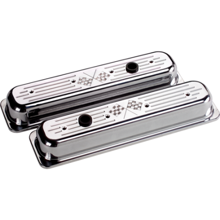 Billet Specialties - Billet Specialties 95827 - Valve Cover Chevy SB Short Center Bolt Flag Polished