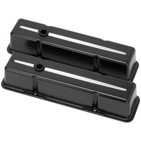 Billet Specialties - Billet Specialties 95224 - Valve Cover Chevy SB Tall Streamline Black/Polished