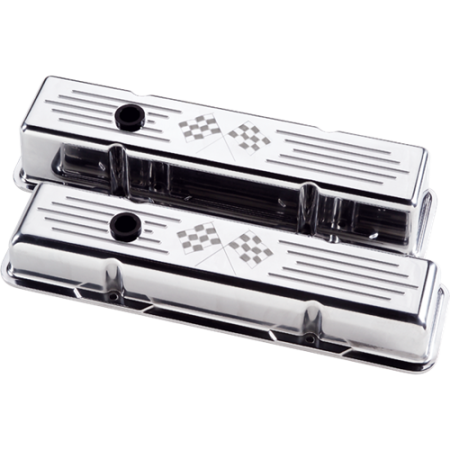 Billet Specialties - Billet Specialties 95127 - Valve Cover Chevy SB Short Flag Polished