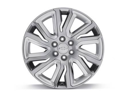 GM Accessories - GM Accessories 84799391 - 22x9-Inch Aluminum 6-Split-Spoke Wheel in Midnight Silver with Chrome Inserts