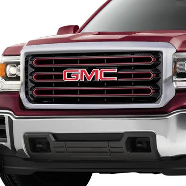 GM Accessories - GM Accessories 23225987 - Grille in Black with Siren Red Tintcoat Inserts with Chrome Surround and GMC Logo [2016-18 Sierra HD]