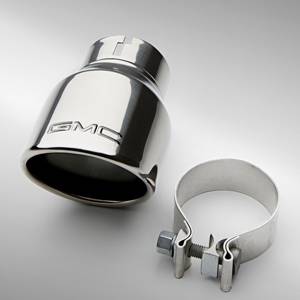 GM Accessories - GM Accessories 84439203 - 3.6L or 5.3L Polished Stainless Steel Angle-Cut Dual-Wall Exhaust Tip with GMC Logo