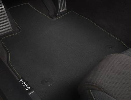 GM Accessories - GM Accessories 84542728 - C8 Corvette First Row Carpeted Floor Mats in Jet Black with Natural Tan Binding