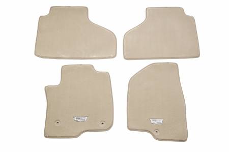 GM Accessories - GM Accessories 85105139 - First and Second Row Premium Carpeted Floor Mats in Parchment with Cadillac Logo [2021+ Escalade]