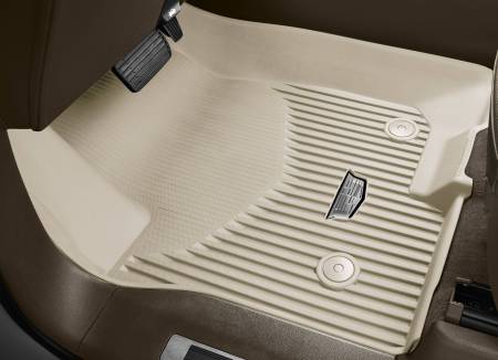 GM Accessories - GM Accessories 84999865 - First Row Premium All Weather Floor Liners in Whisper Beige with Cadillac Logo [2021+ Escalade]
