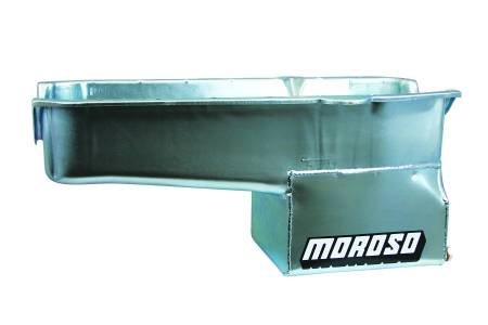 Moroso - Moroso 20165 - Oil Pan, SBC 80-85 Passenger Side Dip Stick, Dart Shp, 9.50 Inch Deep