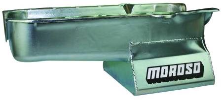 Moroso - Moroso 20206 - Oil Pan, SBC 86-Up With 1 Piece Seal Passenger Side Dip Stick, 8.25 Inch Deep T-Sump, Windage Tray