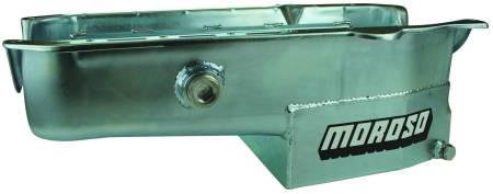 Moroso - Moroso 21324 - Oil Pan, SBC 86-Up With 1 Piece Seal Passenger Side Dip Stick, Circle Track, Inspection Bung, 7.5 Inch Deep