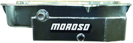 Moroso - Moroso 21325 - Oil Pan, SBC Pre- 80 Driver'S Side Dipstick, Limited Sprint, Circle Track, Inspection Bung, 6.5 Inch Deep