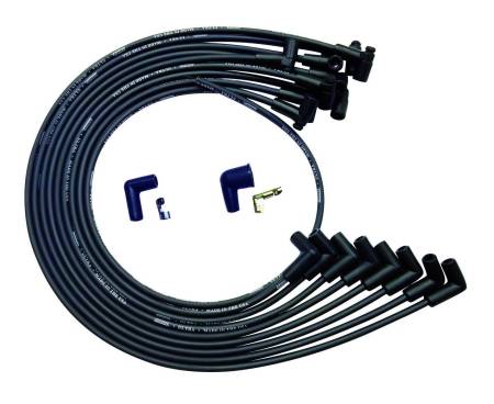 Moroso - Moroso 51043 - Wire Set Moroso Ultra BBC Under The Header 90 Deg Plug HEI Dist. Unsleeved, Black Wire